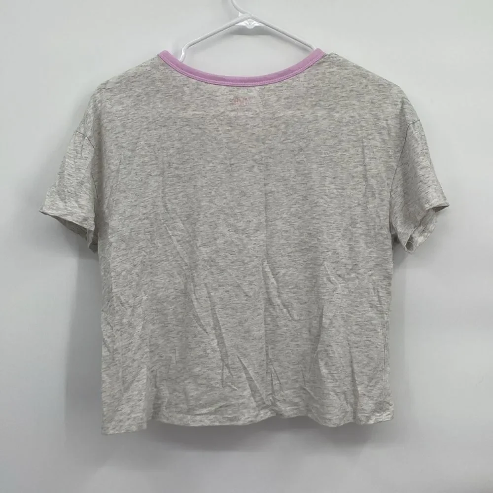 Justice Radiate Kindness Flower Smile Butterfly Cropped T-shirt Gray L 12-14